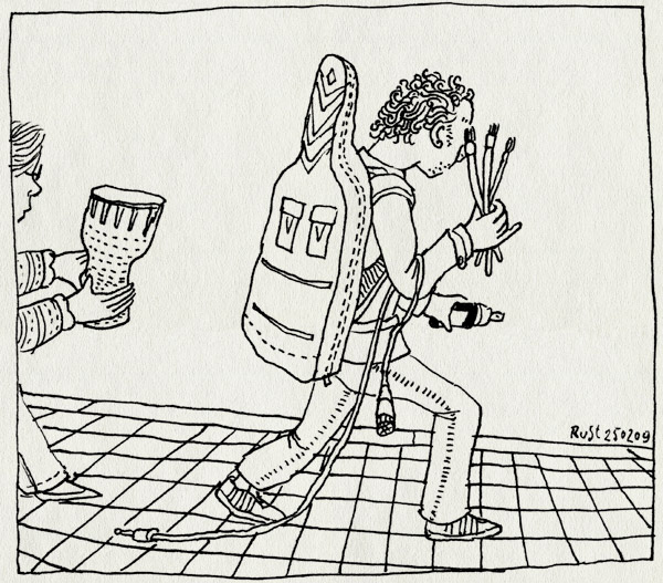 tekening 650, burorust, djembe, fotoshoot, gitaar, guitar, jeugdcultuurfonds, kirsten, kwasten, microfoon, microphone, spraypaint, spuitbussen