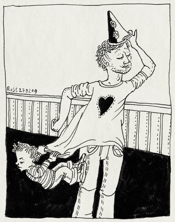 tekening 652, afpakken, bumba, carnaval, dress up, hoed, midas, verkleden