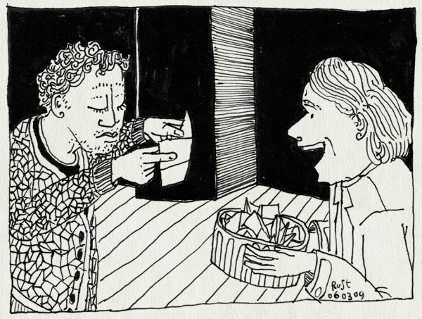 tekening 659, briefje, game, games, gezelig, jozias van aartsen, lach, laugh, lees, read, spelletje, wart kamps