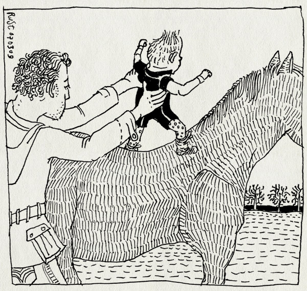 tekening 660, alwine, baby, fries, horse, paard, paardrijden, tynaarlo