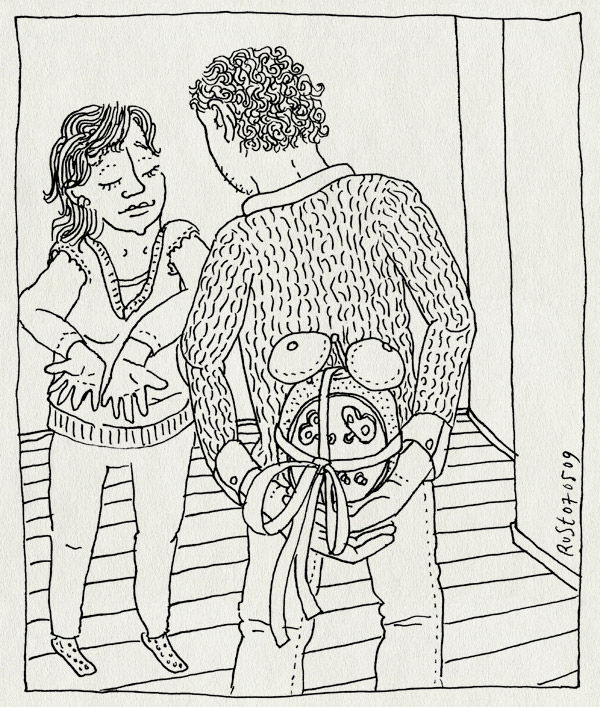 tekening 721, 10e, alwine, cadeau, martine, slapen, wekker