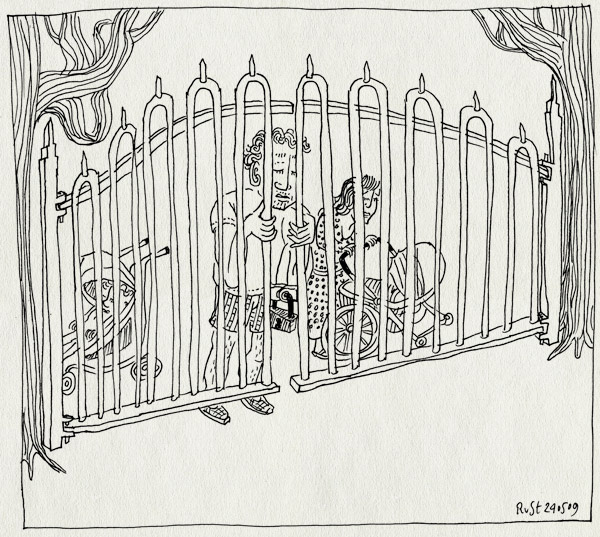 tekening 738, 10e, afgesloten, alwine, amsterdamse bos, bugaboo, buggy, fence, gesloten, hek, locked, martine, midas