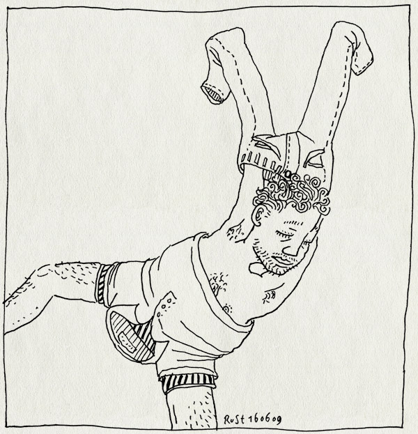 tekening 761, aankleden, broek, clothes, morgen, morging, pants, polo, shirt, wrong