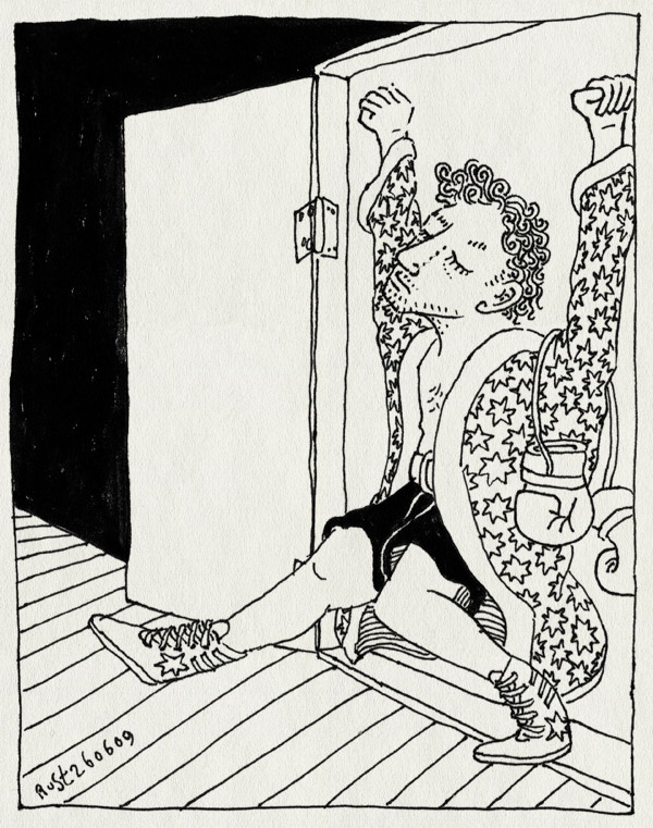 tekening 771, binnenkomst, boxen, boxing, entrance, music, overwinning, rocky theme