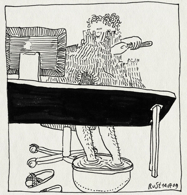 tekening 789, strand, vakantie, voetenbadje, werk, zandkasteel, zee