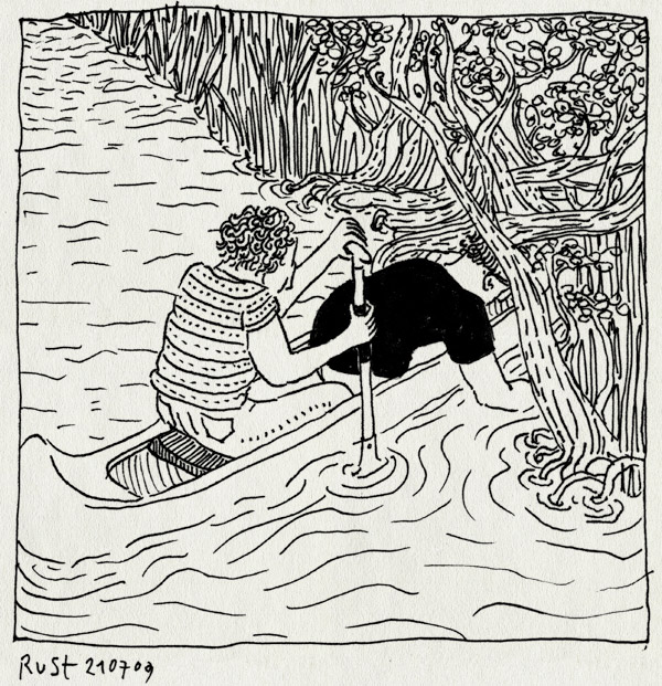 tekening 796, canoe, doorvaart, earnewald, eernewoude, friesland, hugo, kano, meer, moeras, riet, roeien, varen