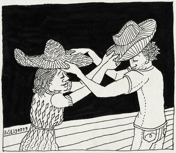 tekening 804, 10e, cowboyhoed, hat, hoed, martine, rouret, vakantie, vakantiestemming, zomerhoed