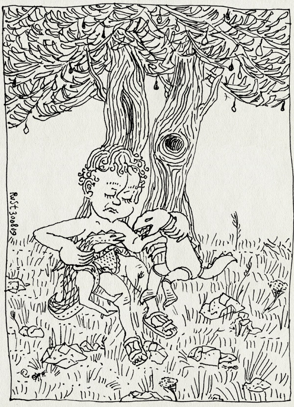 tekening 836, dino, dinosaudors, dinosaurus, le rouret, midas, plat, spelen, vakantie2009