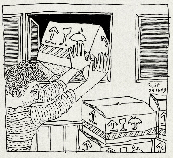 tekening 891, box, move, moving, nh59, raam, verdieping, verhuisdoos, verhuizing