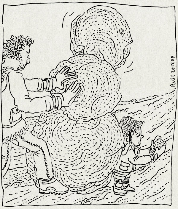 tekening 948, gloves, handschoenen, midas, rollen, sneeuw, sneeuwpop, snow, snowman, vallen, winter