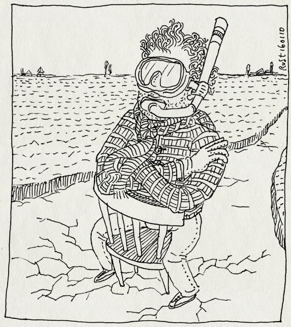 tekening 975, chair, dooi, duikbril, ice, ijs, schaatsen, snorkel, snorkelen, stoel, wait