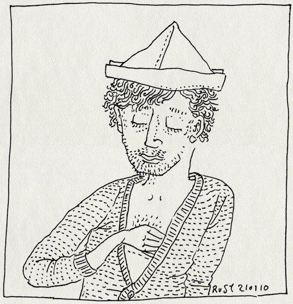 tekening 980, boezem, hand, hat, hoedje, jan kruis, napoleon, paper, papier, papieren