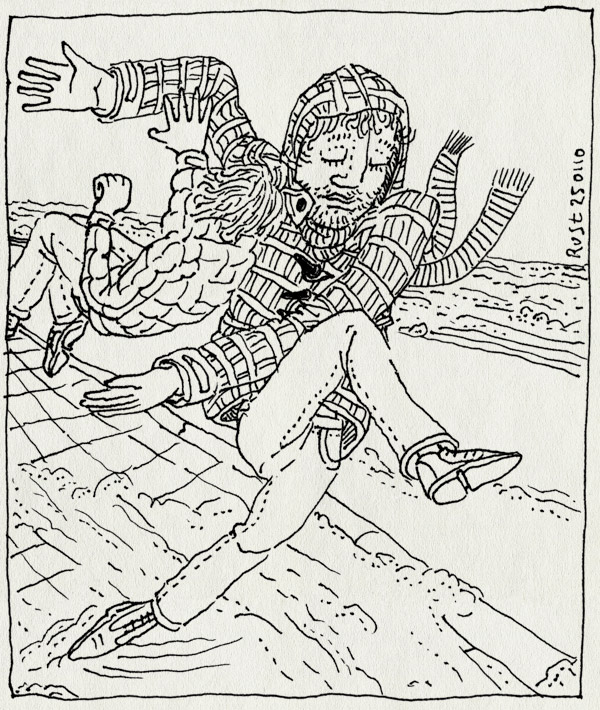 tekening 984, fall, gijden, glad, ice, ijs, midas, pain, pijn, road, slip, slippery, uitglijden, vallen