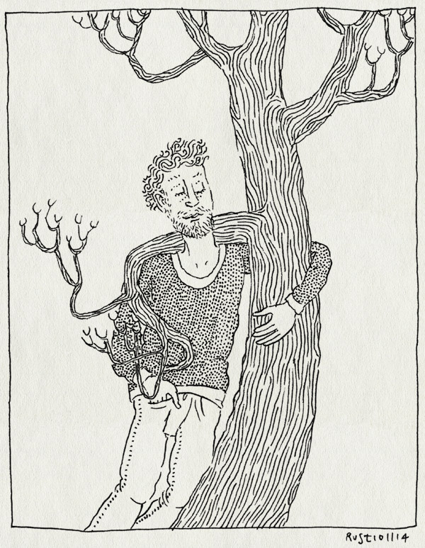 tekening 2726, arm in arm, boom, nature hack, omarmen, tak, vriend