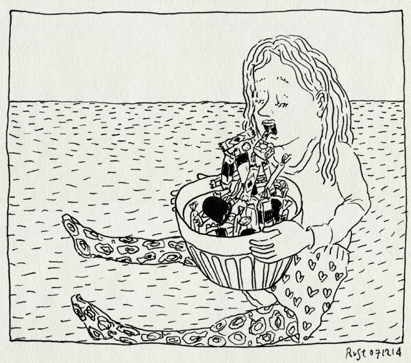 tekening 2753, alwine, bak, bram, feestje, kotsen, matijn, overgeven, snoep, ziek