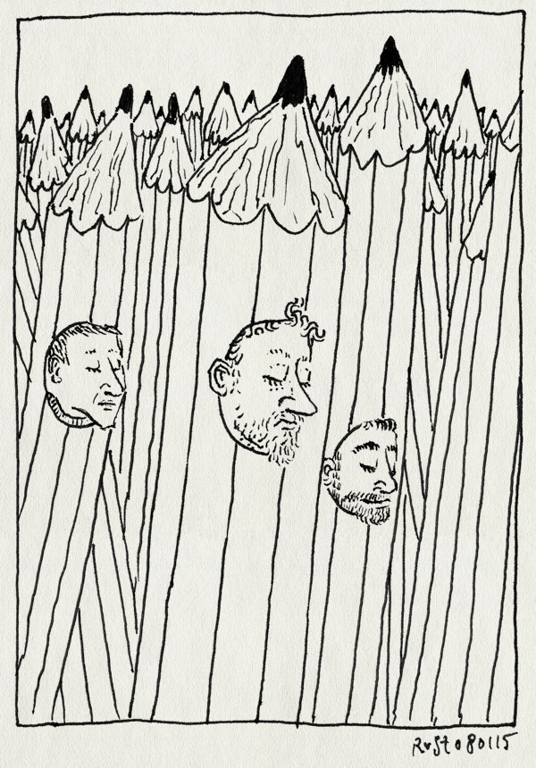 tekening 2785, amsterdam, betoog, charlie hebdo, dam, demonstratie, floor, jesuischarlie, optocht, potloden, potlood, vijzelstraat, ype