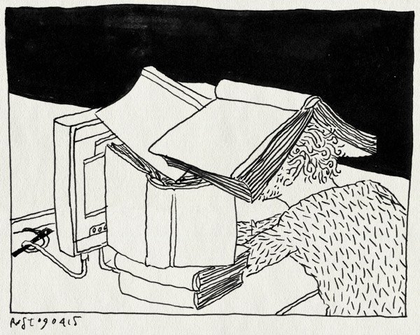 tekening 2876, afzonderen, boeken, concentratie, werk