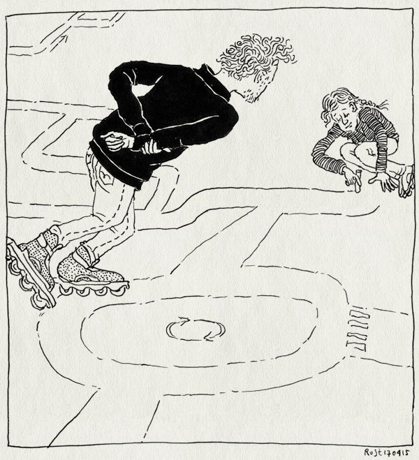 tekening 2884, alwine, dongeplein, krijt, krijten, rotonde, skaten, verkeer, verkeersplein, weg