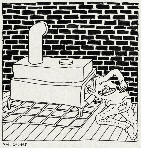 tekening 2887, aansteken, ardennen, bos, boshut, evan, haard, hastiere, huisje, jurgen, open haard, wallonie, weekend