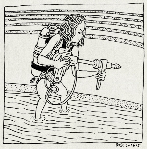 tekening 2958, alwine, badje, beatrixpark, fierce, ghostbuster, gun, supersoaker, water, watergevecht, waterpistool