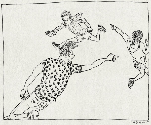 tekening 2973, alwine, dans, gezellig, kikkerprinstikkertje, matisse, midas, tikkertje, tikkie, vliegenshirt