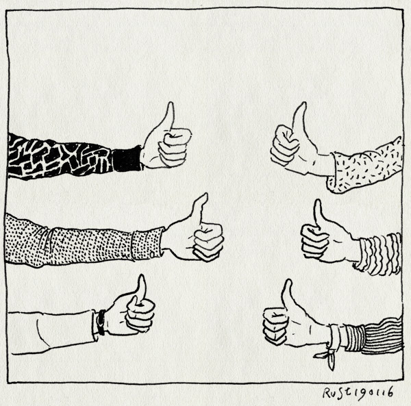 tekening 3161, alba, annouk, berlijn, berlin, duim, duim omhoog, end presentation, end publicatie, sophie, thumbs